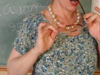 Mature teacher Lavender with big saggy tits gets naked in the classroom - Photo #2