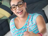 Petite Latina girl Madison Wilde gives a POV blowjob in eyeglasses - Photo #8