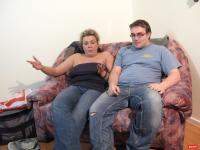 Chubby wife gets a thorough dicking through her ripped pantyhose - Photo #3
