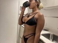 Ebony solo girl takes selfies in a variety of revealing lingerie outfits - Photo #19