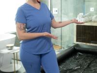Tattooed redhead Siri Dahl gets banged by her masseur on top of a massager - Photo #1