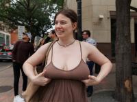 Sexy amateur babe Riley Nixon flashes her big tits & ass in public - Photo #7