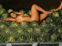 Voluptuous Brazilian Andressa Soares drips melon juice on her big juicy melons - Photo #12