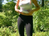 Cutie Britt Phillips in pigtails removing her top to sun her big titties - Photo #6