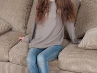Slender teen Willow takes off her jeans, shows her small tits and furry vagina - Photo #2