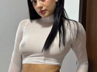 Brunette teen covers up her small tits while changing her underwear - Photo #6