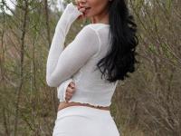 Raven haired teen Pia Marzo doffs white underwear to reveal her flawless body - Photo #1