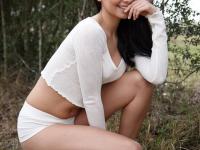 Raven haired teen Pia Marzo doffs white underwear to reveal her flawless body - Photo #2