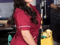 Older Latina cleaning woman Victoria Versaci seduces a younger male - Photo #2