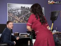 Older Latina cleaning woman Victoria Versaci seduces a younger male - Photo #4