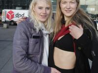 Sweet lesbians flash their titties and go completely naked in the train cabin - Photo #3