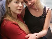 Sweet lesbians flash their titties and go completely naked in the train cabin - Photo #8