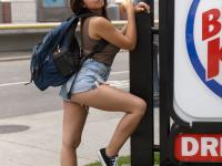 Amateur babe Ella Knox flashes her big boobs and poses in public - Photo #1