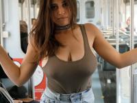 Amateur babe Ella Knox flashes her big boobs and poses in public - Photo #7