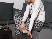 Cute teen Lohana Lomark undressing and flaunting her big tits on a couch - Photo #7