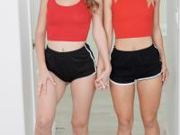 Blondes Emma Bug and Macy Meadows show off their big asses in their panties - Photo #1