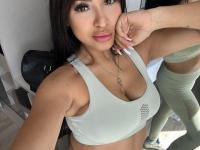 Hot Latina girl with long hair takes selfies in revealing clothing - Photo #1