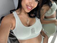 Hot Latina girl with long hair takes selfies in revealing clothing - Photo #10