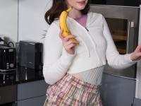 Pretty petite teen Pearl unveils her yummy pussy in a kitchen striptease - Photo #5