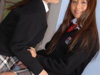 Lesbian schoolgirls Carla Brown and Lily strip & pose in their lingerie - Photo #9