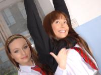 Lesbian schoolgirls Carla Brown and Lily strip & pose in their lingerie - Photo #10