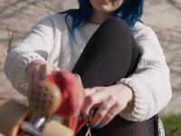 Blue haired inked teen Khalamite exposes her magnificent curves and big tits - Photo #4