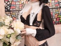 Naughty Asian nun shows off her petite body wearing a skimpy uniform - Photo #1