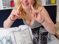 Plump amateur Mim Turner uncorks her big naturals as she strips to panties - Photo #1
