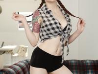 Inked babe with pigtails Anna De Ville gets her butthole blacked deeply - Photo #1