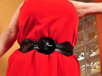 Overweight Latin housewife takes off red dress to pose in lingerie and hose - Photo #8