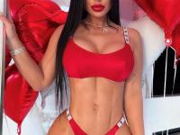 Hot brunette Nadine Kerastas poses solo before joining a couple - Photo #4