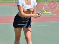 Teen tennis player inserts her racquet handle into her horny twat - Photo #5