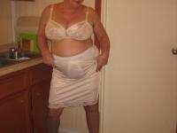 Old woman Girdle Goddess strips to pantyhose in her kitchen - Photo #9