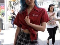 Babe in a provocative outfit Skye Blue poses with her girlfriends in public - Photo #4