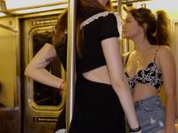 Babe in a provocative outfit Skye Blue poses with her girlfriends in public - Photo #12