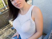 Solo girl Talia Amanda pulls out her knockers while wearing ripped jeans - Photo #3