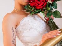 Bride with tiny tits Ferrera Gomez stripping and getting rammed in threeway - Photo #5
