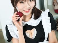 Adorable Asian maid licks whipped cream from her stocking covered feet - Photo #4