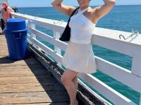 Amateur chick with a bushy muff shows her beaver on a boat in sunglasses - Photo #18