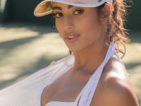 Beautiful playboy girl Katherinne Sofia posing nude on the tennis court - Photo #14
