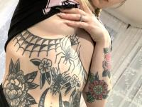 Tattooed blonde Baby Sid flaunts her big ass with and without wearing panties - Photo #11