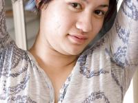 Asian first timer Angela B spreading hairy twat and masturbating - Photo #2