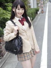 Petite Asian schoolgirl Yuna Himekawa gets her hairy twat toyed and fucked
