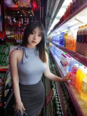 Asian beauty sports a sheer robe in a tempting manner after changing
