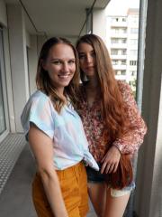 Sweet teen Kiara and Emily J unveil their slim bodies and play with a sex toy