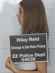 White girl Riley Reid is fondled by a jail guard before rough lesbian sex