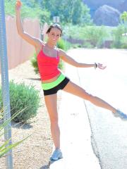 Sweet amateur teen Randi gets nude while jogging and poses at home