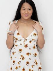 Exotic Asian teen Alona Bloom shows her chubby body and spreads her holes