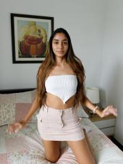 Beautiful babe Paulette Donceles shows her tanned tits and her big ass