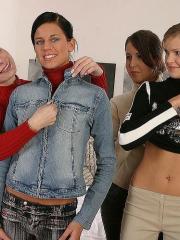 Four awesome babes kick out unforgettable lesbian orgy today
